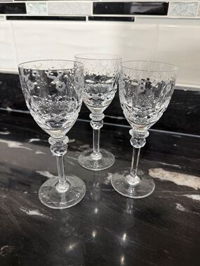 Rogaska Gallia Crystal Stemware by Rogaska set of 3 Wine Water Glasses 6.75"